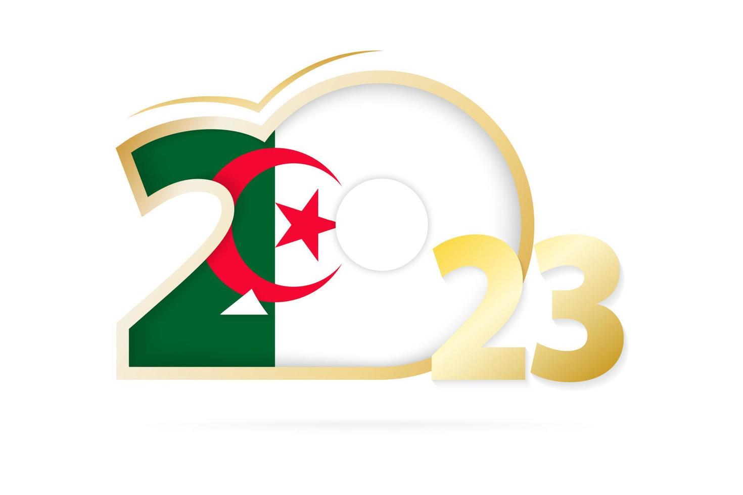 Year 2023 with Algeria Flag pattern. vector