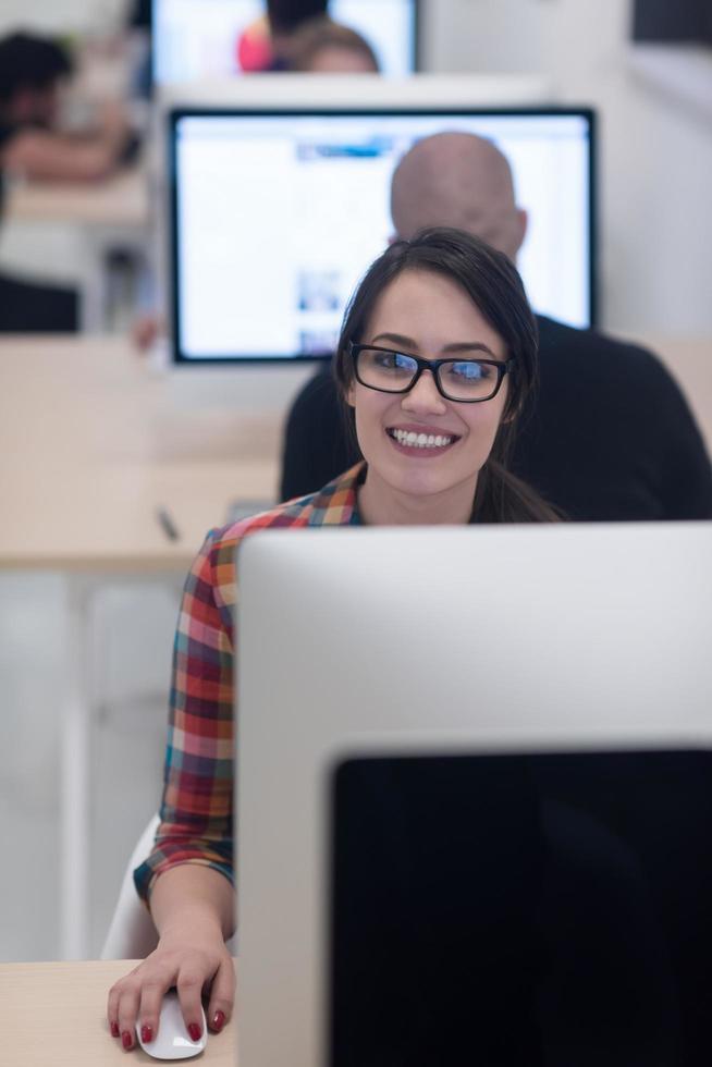 startup business, woman  working on desktop computer photo