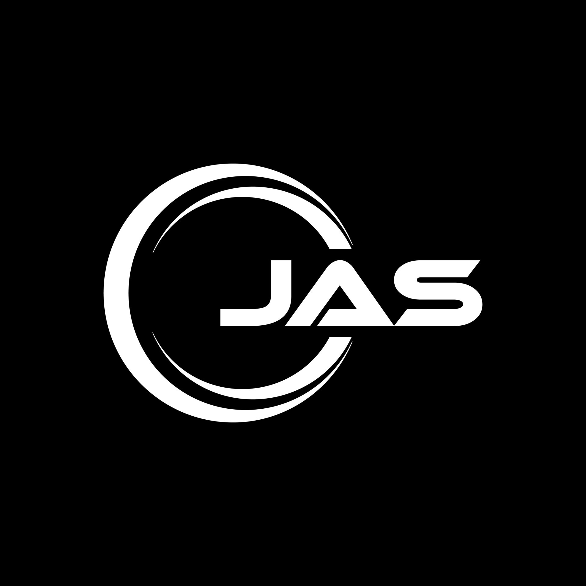 JAS letter logo design with black background in illustrator. Vector