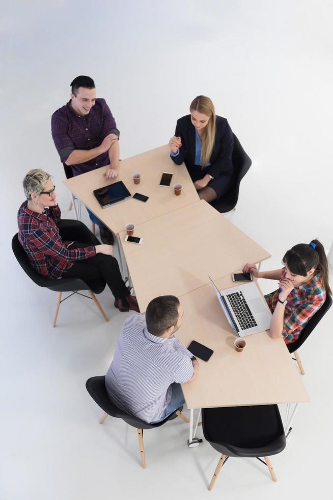 aerial view of business people group on meeting photo