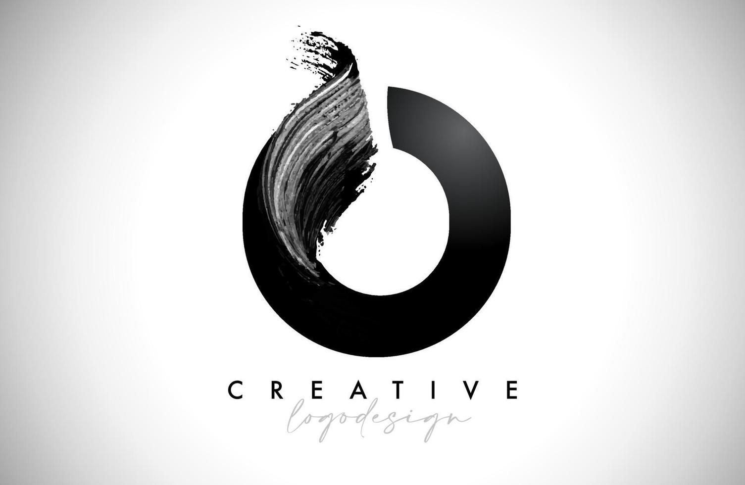Letter O Logo Brush Stroke with Artistic Watercolor Paint Brush Icon Vector Design