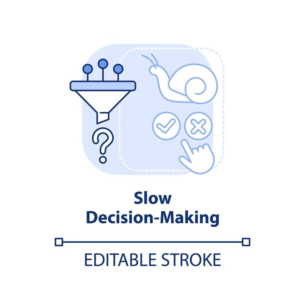 Slow decision-making light blue concept icon. Cooperative society drawback abstract idea thin line illustration. Isolated outline drawing. Editable stroke. vector