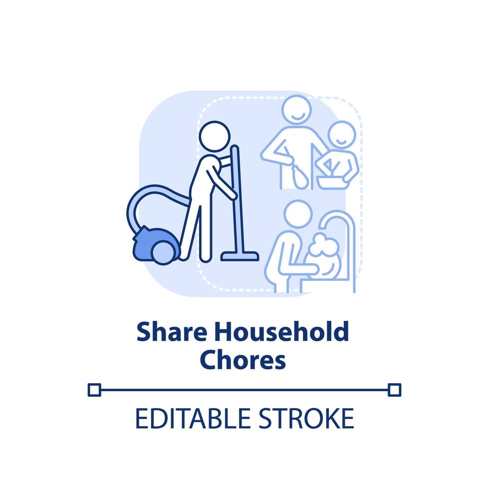 Share household chores light blue concept icon. Responsibilities. Teamwork abstract idea thin line illustration. Isolated outline drawing. Editable stroke. vector