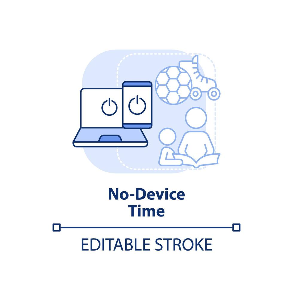 No device time light blue concept icon. Limit gadget usage. Quality time together abstract idea thin line illustration. Isolated outline drawing. Editable stroke. vector