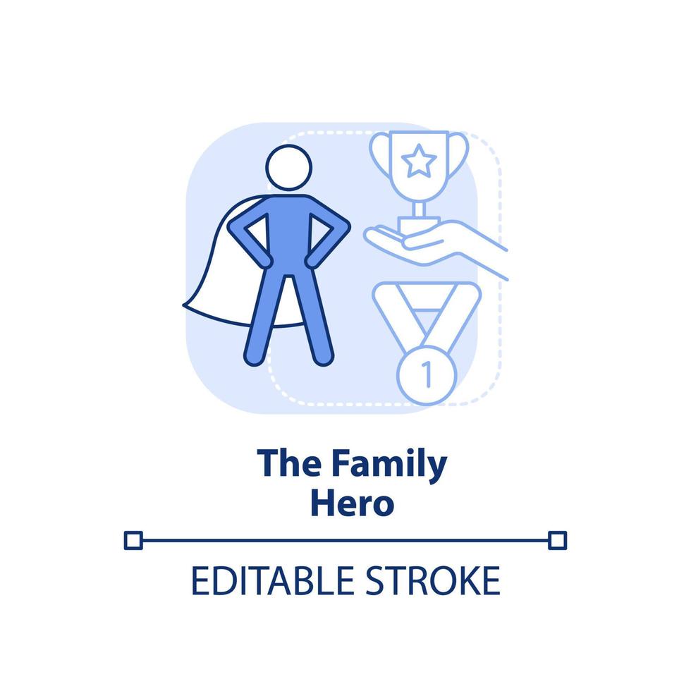 Family hero light blue concept icon. Child role in dysfunctional families abstract idea thin line illustration. Isolated outline drawing. Editable stroke. vector