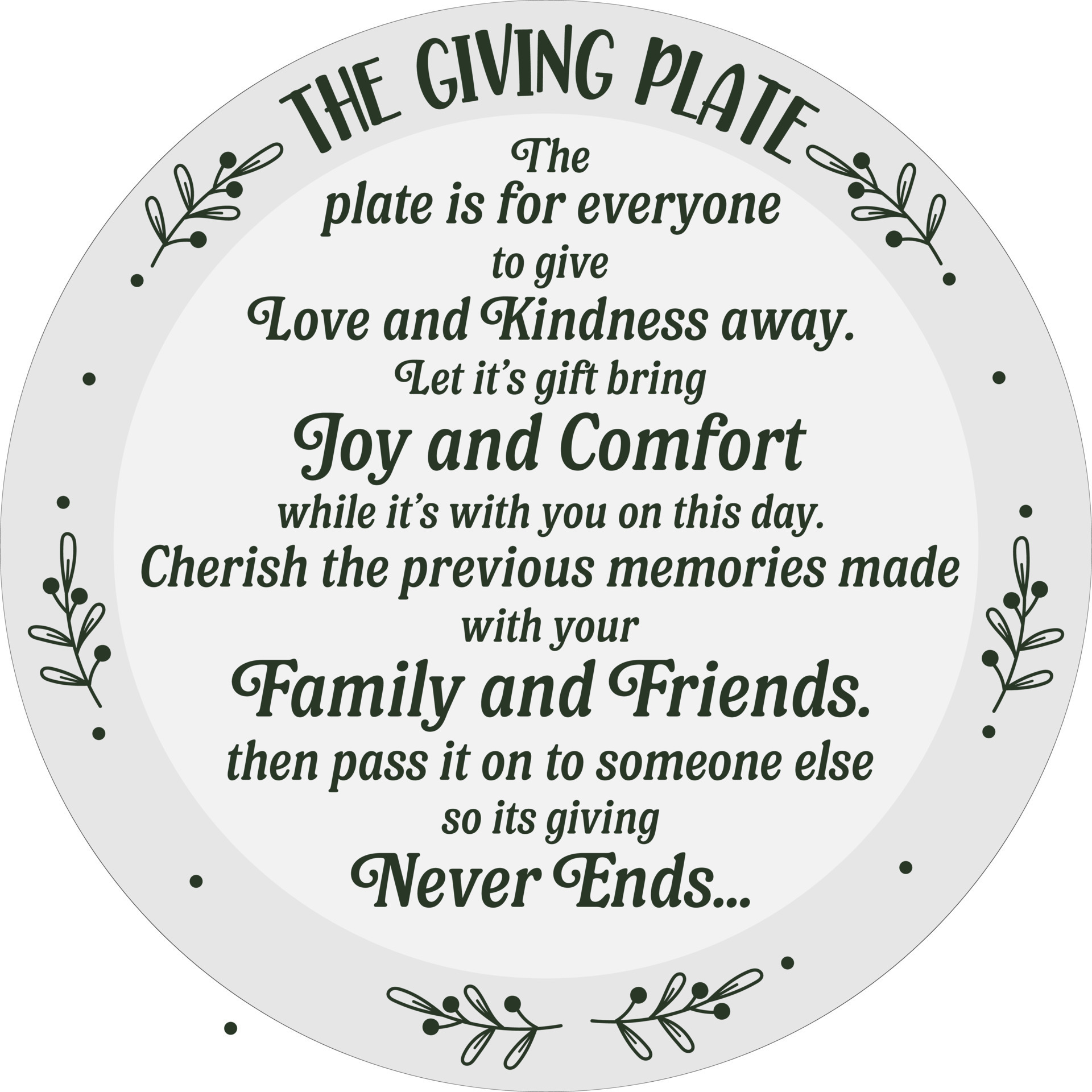 Christmas giving plate tradition vector text design. Enjoy, Refill