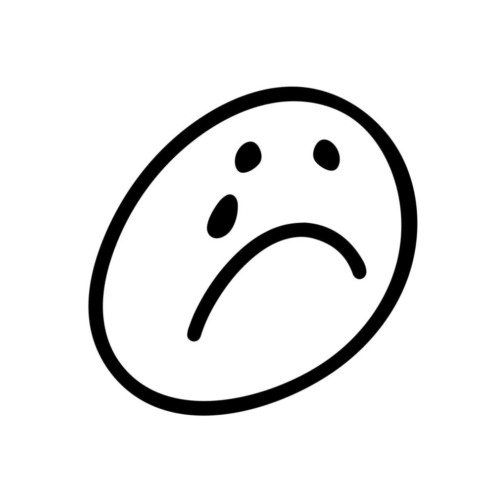 Cartoon cry smile emoticon symbol, icon doodle vector