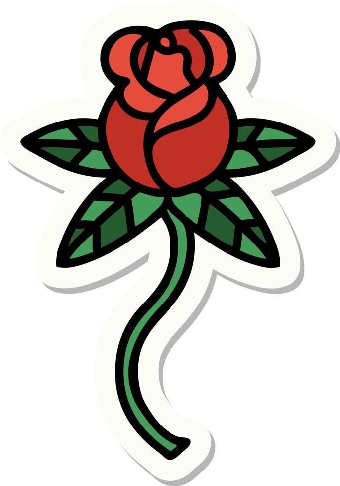 sticker of tattoo in traditional style of a flower vector