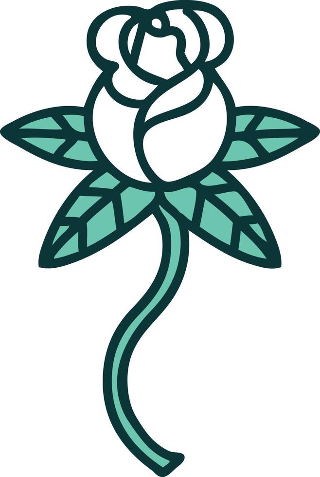 iconic tattoo style image of a flower vector