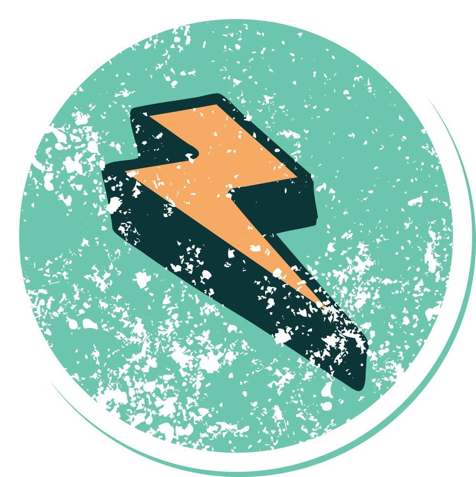 iconic distressed sticker tattoo style image of lighting bolt vector