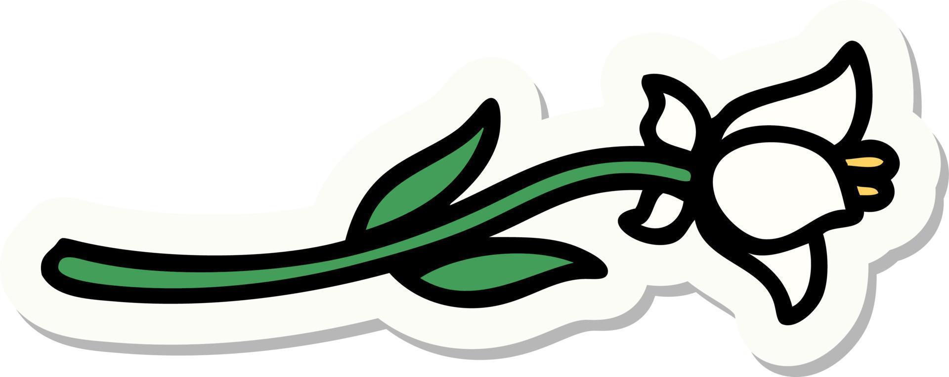 sticker of tattoo in traditional style of a lily vector