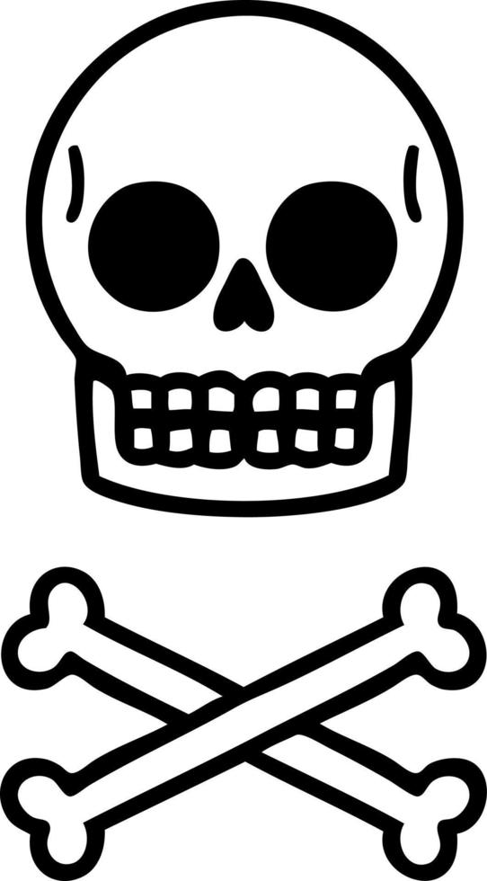 tattoo in black line style of a skull vector