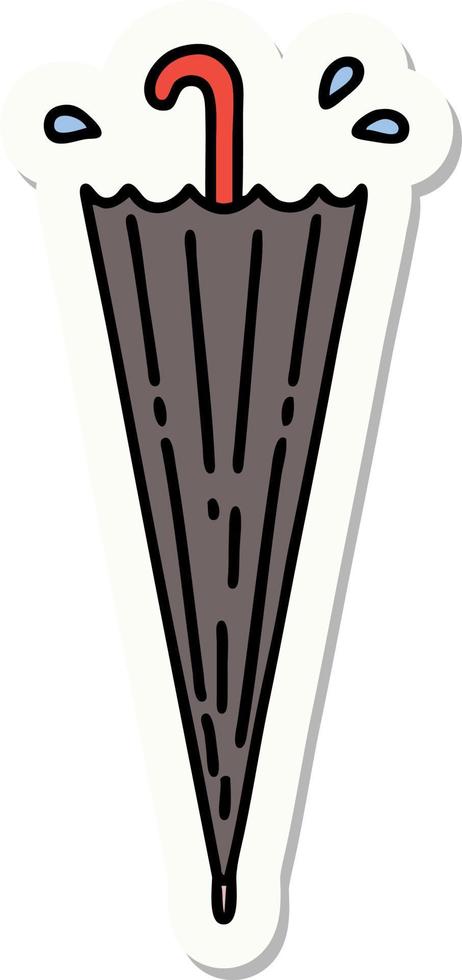 sticker of tattoo in traditional style of a closed umbrella vector