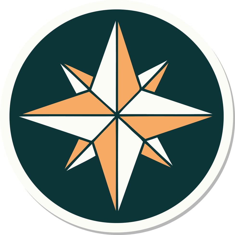 sticker of tattoo in traditional style of a star vector