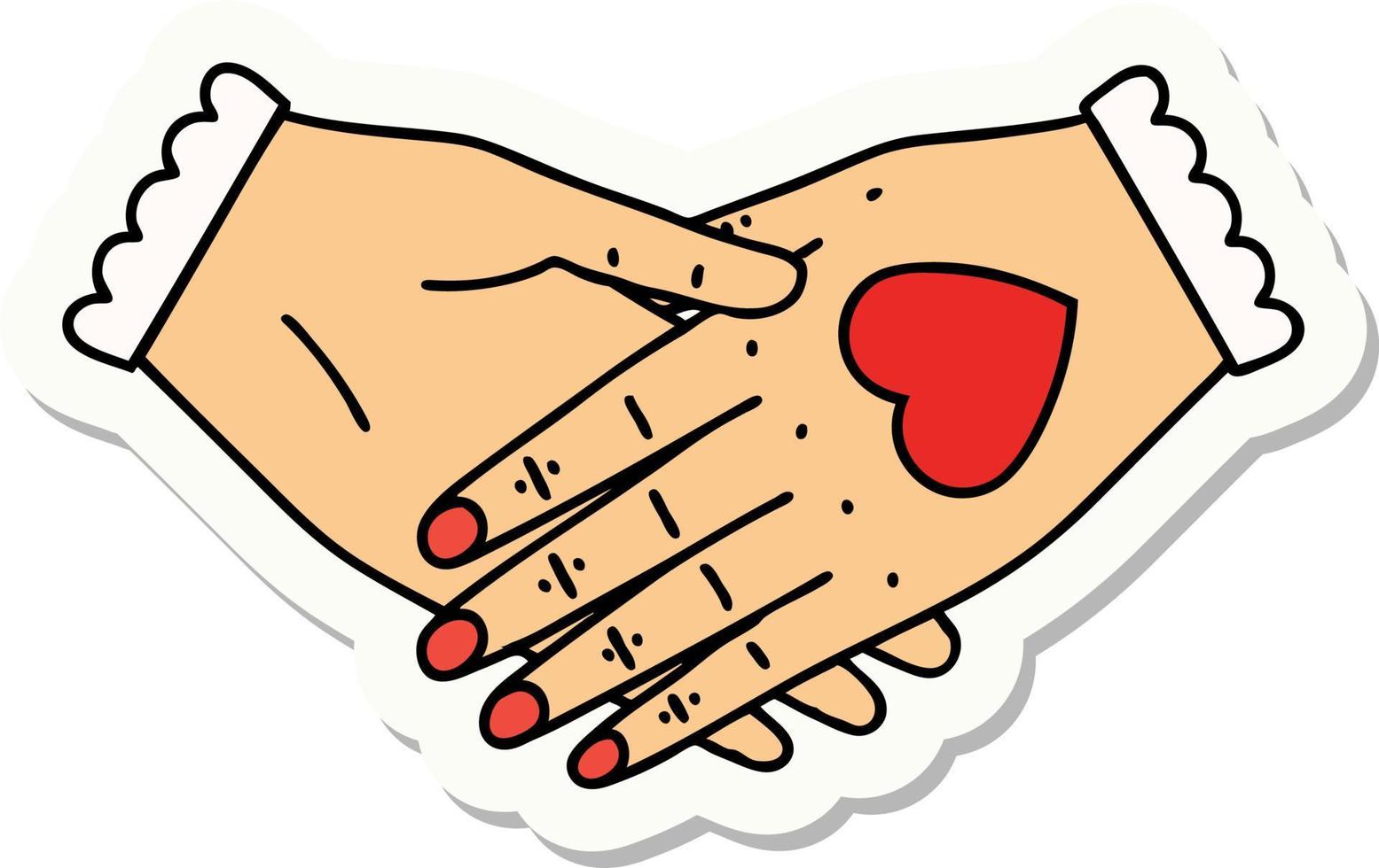 sticker of tattoo in traditional style of a pair of hands vector