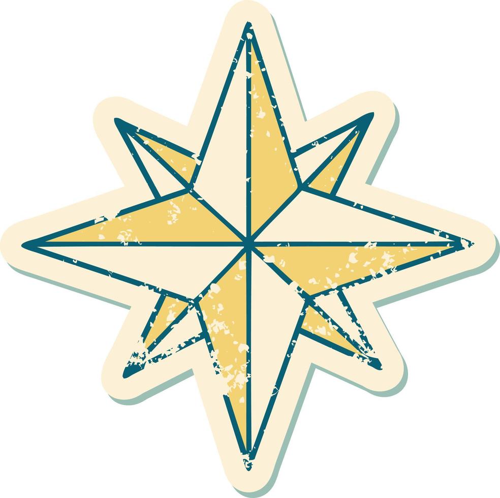 iconic distressed sticker tattoo style image of a star vector