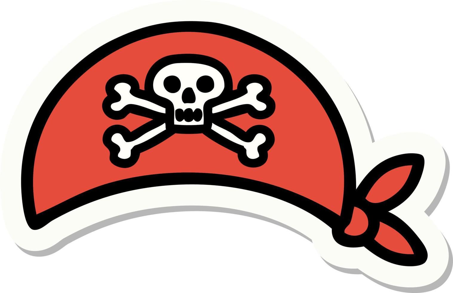 sticker of tattoo in traditional style of pirate head scarf vector
