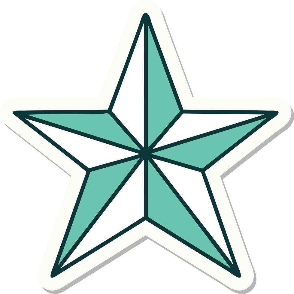 sticker of tattoo in traditional style of a star vector