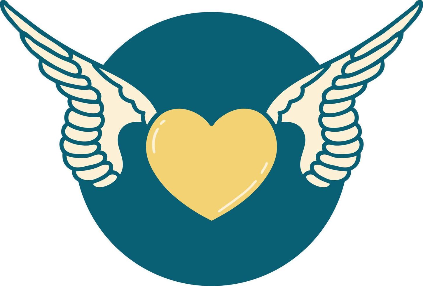 iconic tattoo style image of a heart with wings vector