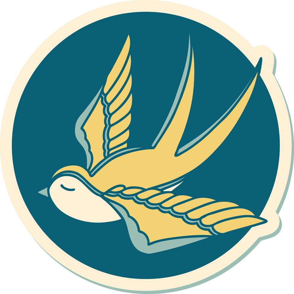 sticker of tattoo in traditional style of a swallow vector