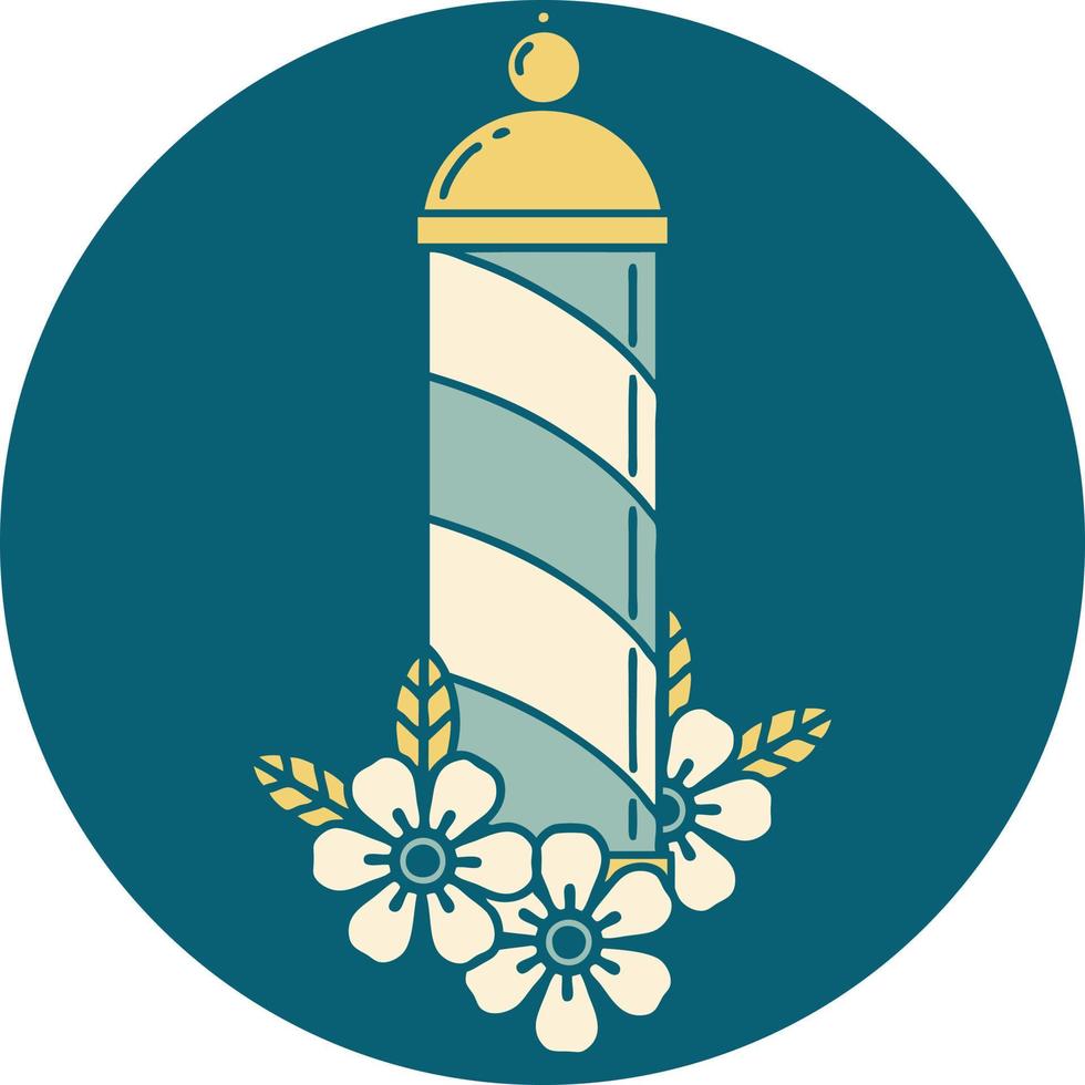 iconic tattoo style image of a barbers pole vector