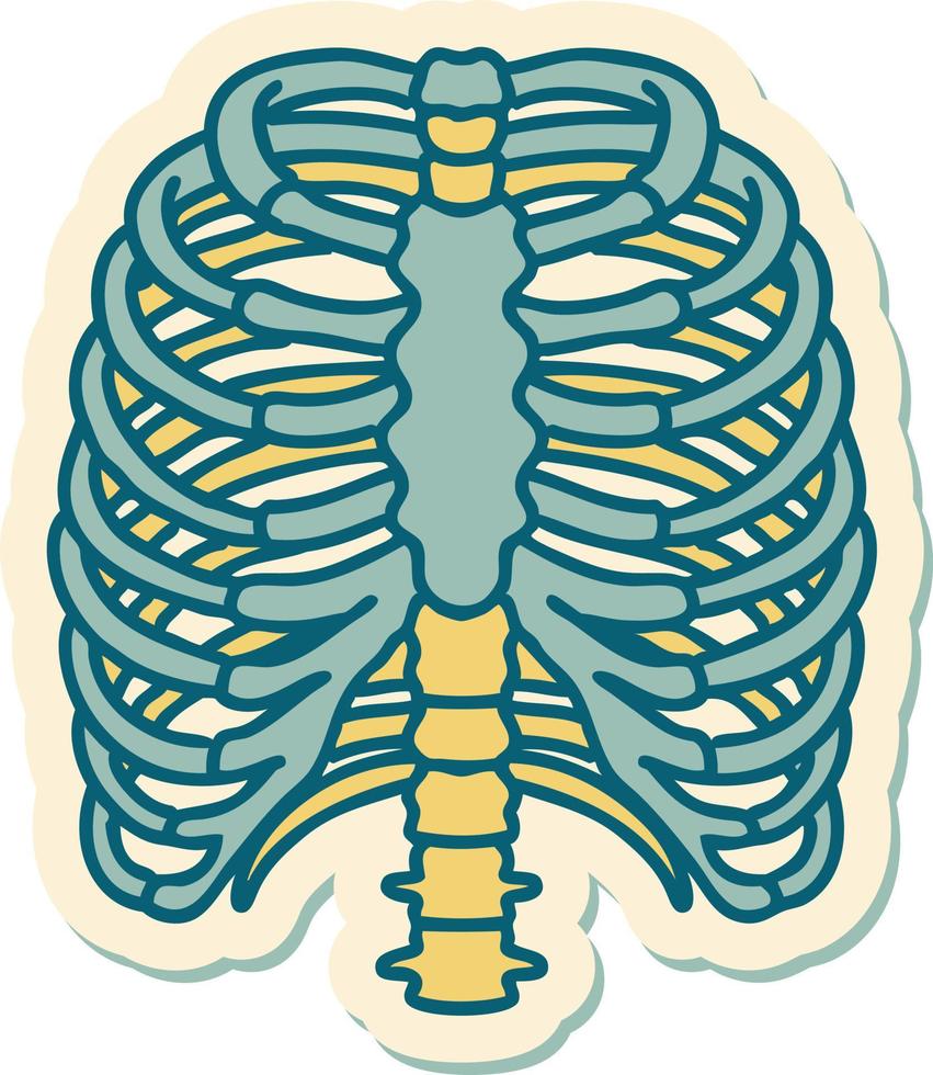 sticker of tattoo in traditional style of a rib cage vector