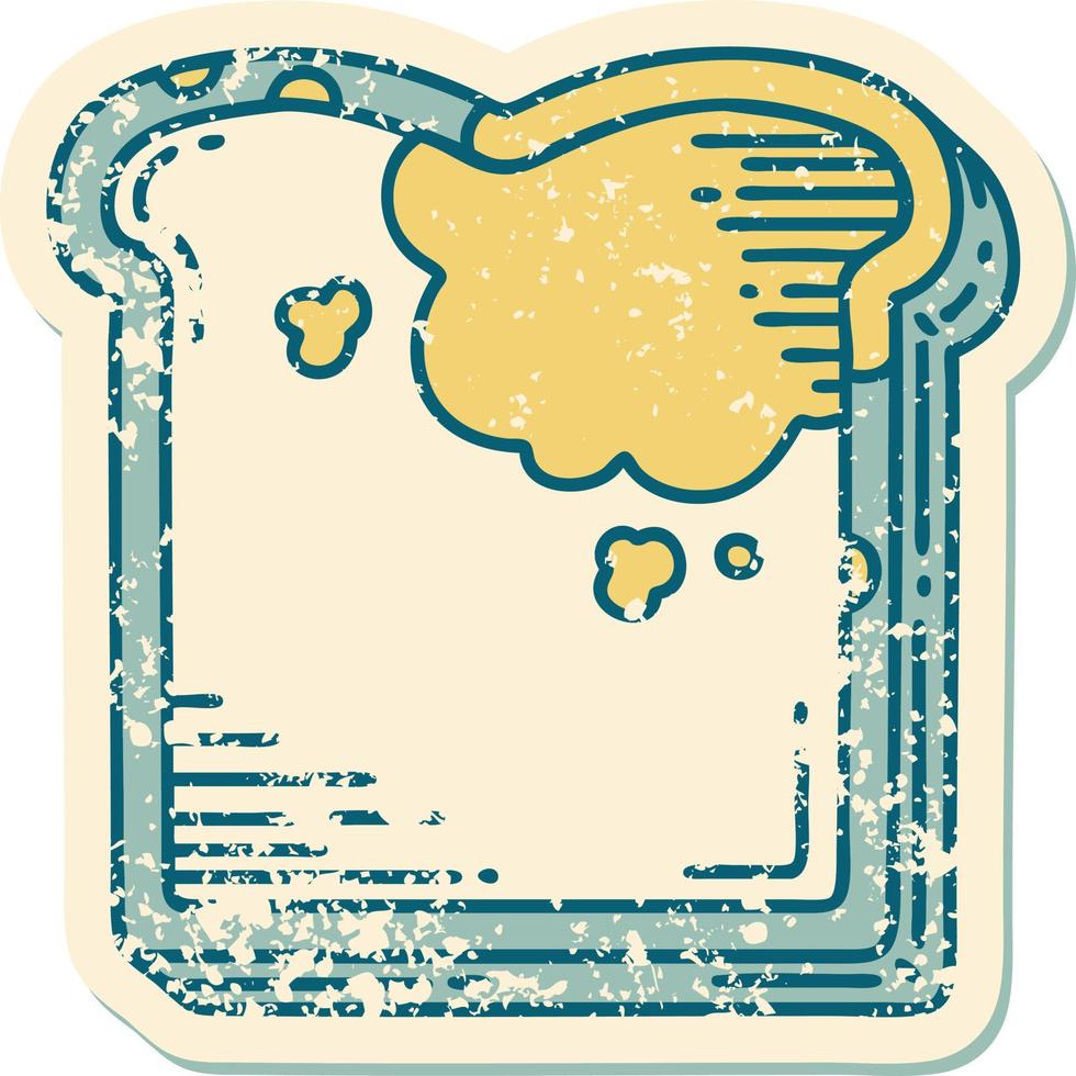 iconic distressed sticker tattoo style image of a mouldy bread vector