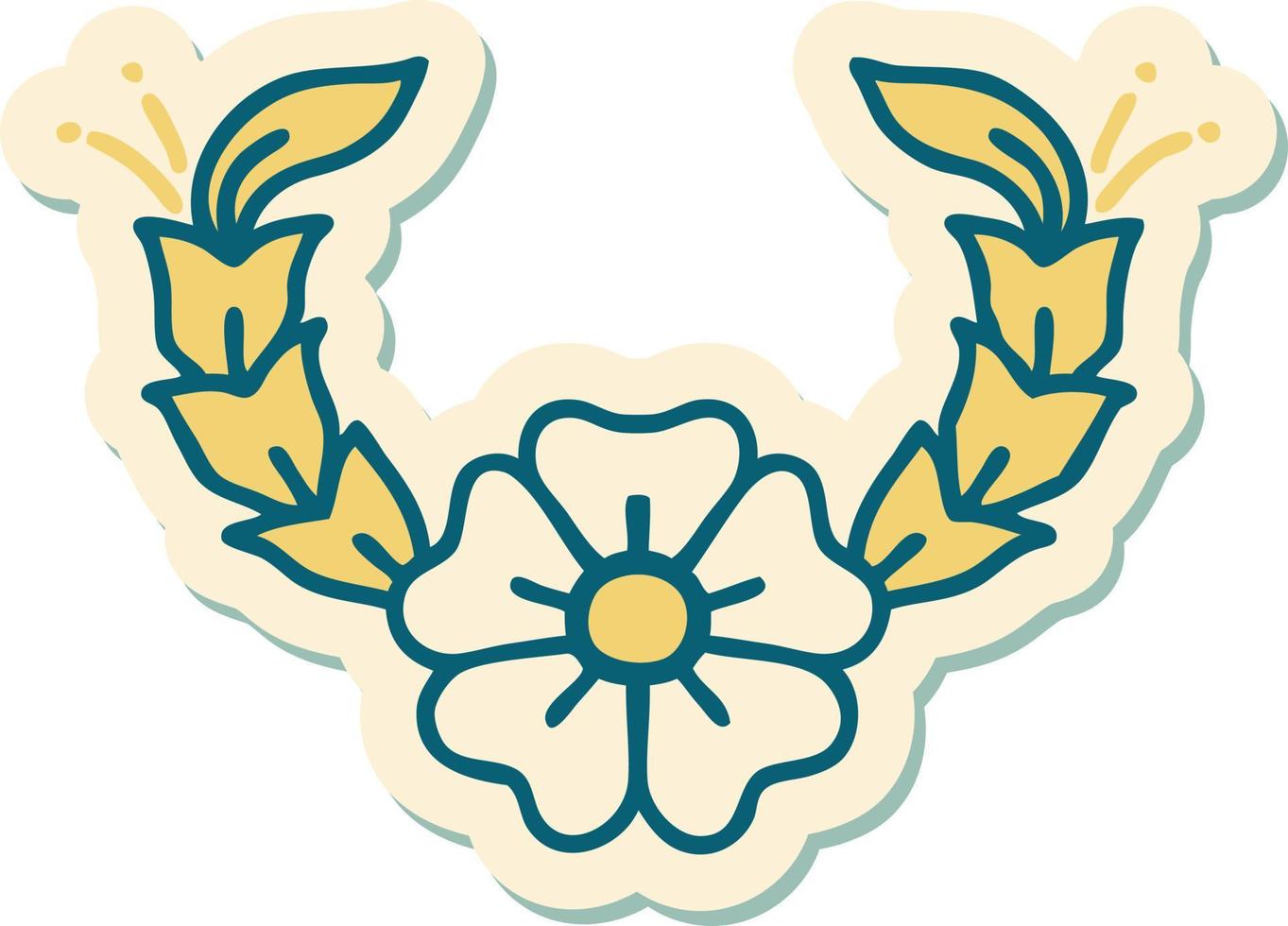 sticker of tattoo in traditional style of a decorative flower vector