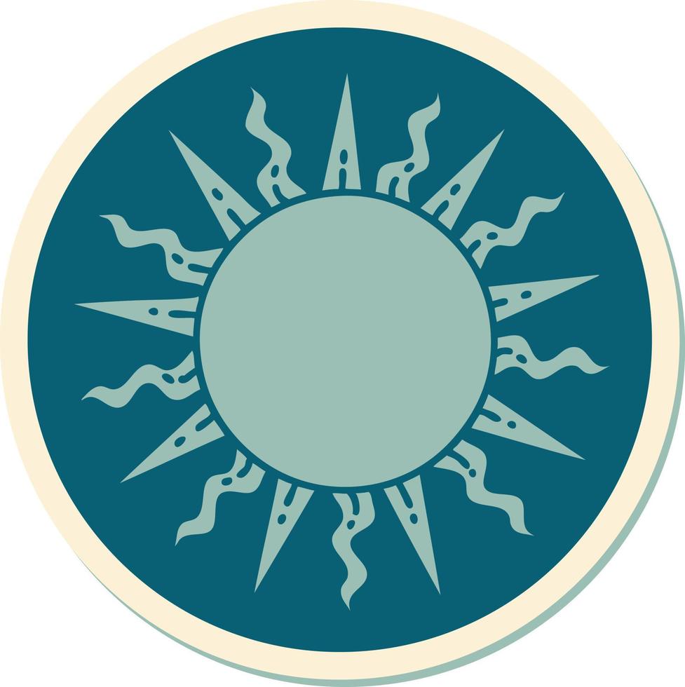 sticker of tattoo in traditional style of a sun vector