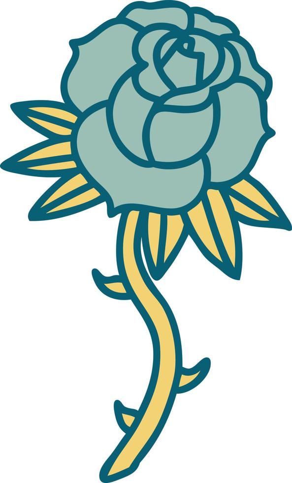 iconic tattoo style image of a rose vector