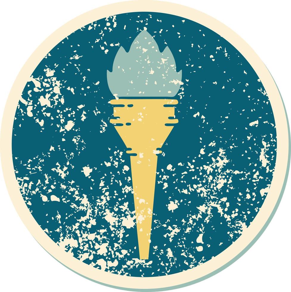 iconic distressed sticker tattoo style image of a lit torch vector