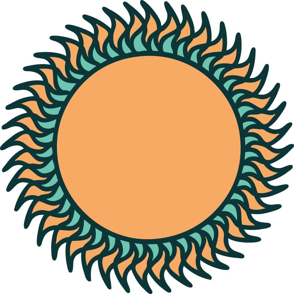 iconic tattoo style image of a sun vector