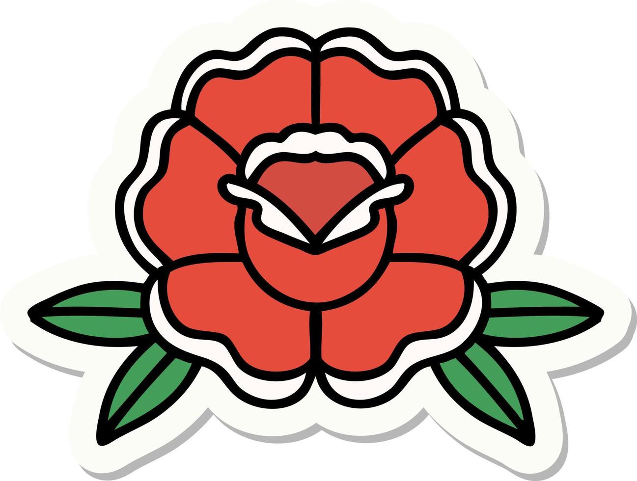 sticker of tattoo in traditional style of a flower vector