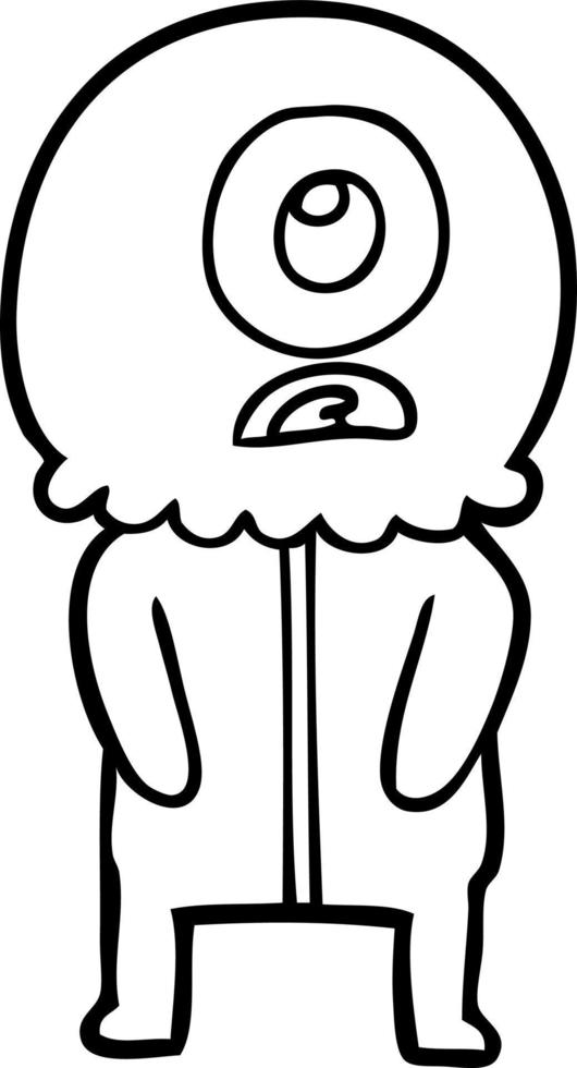cartoon cyclops alien spaceman vector