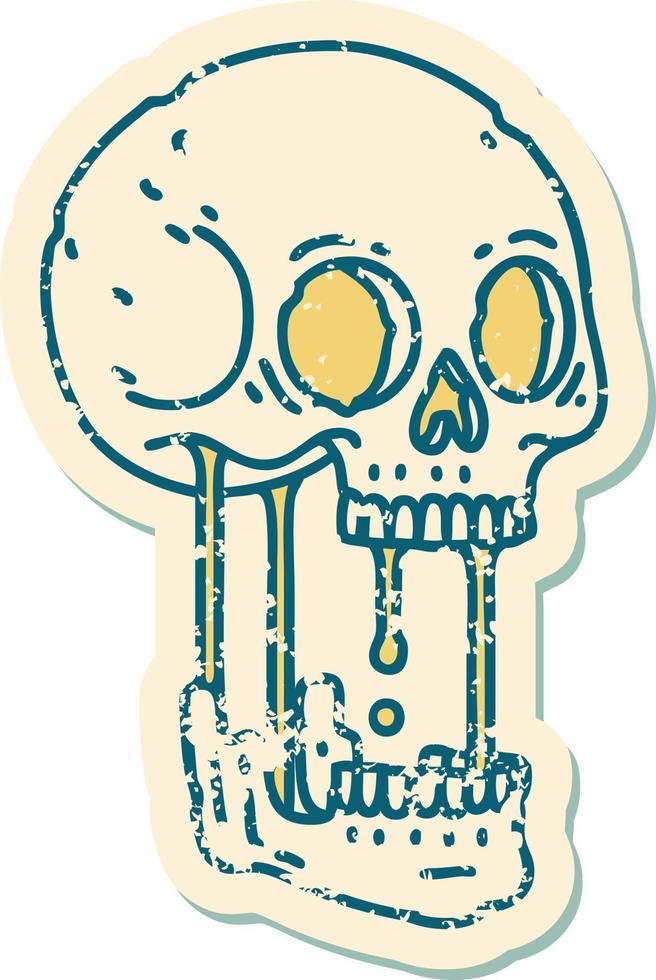 iconic distressed sticker tattoo style image of a skull vector