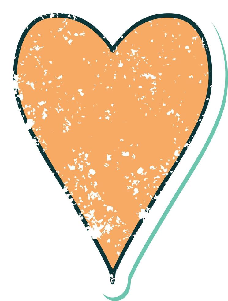 iconic distressed sticker tattoo style image of a heart vector