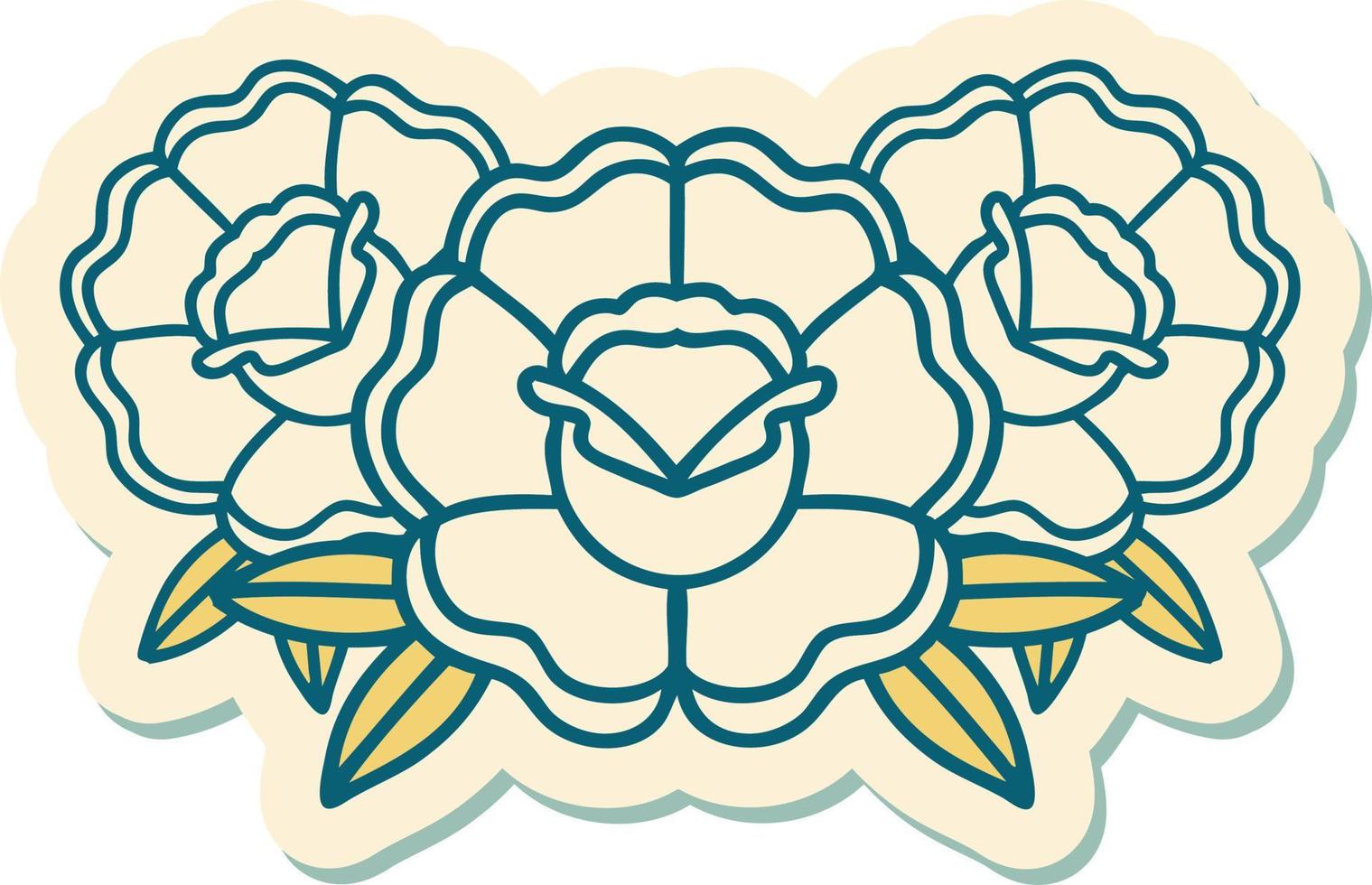 sticker of tattoo in traditional style of a bouquet of flowers vector