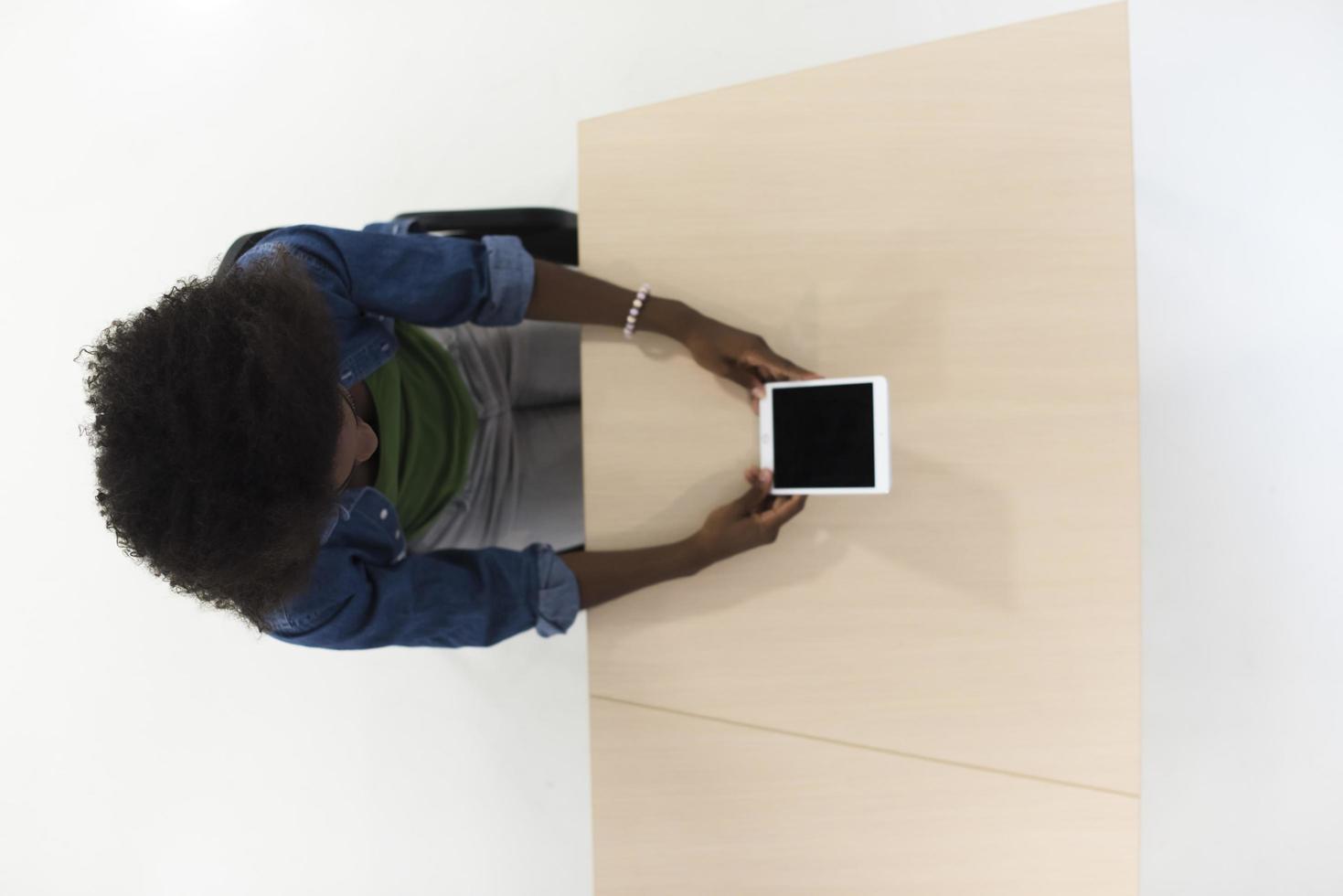 top view of informal african american Businesswoman photo