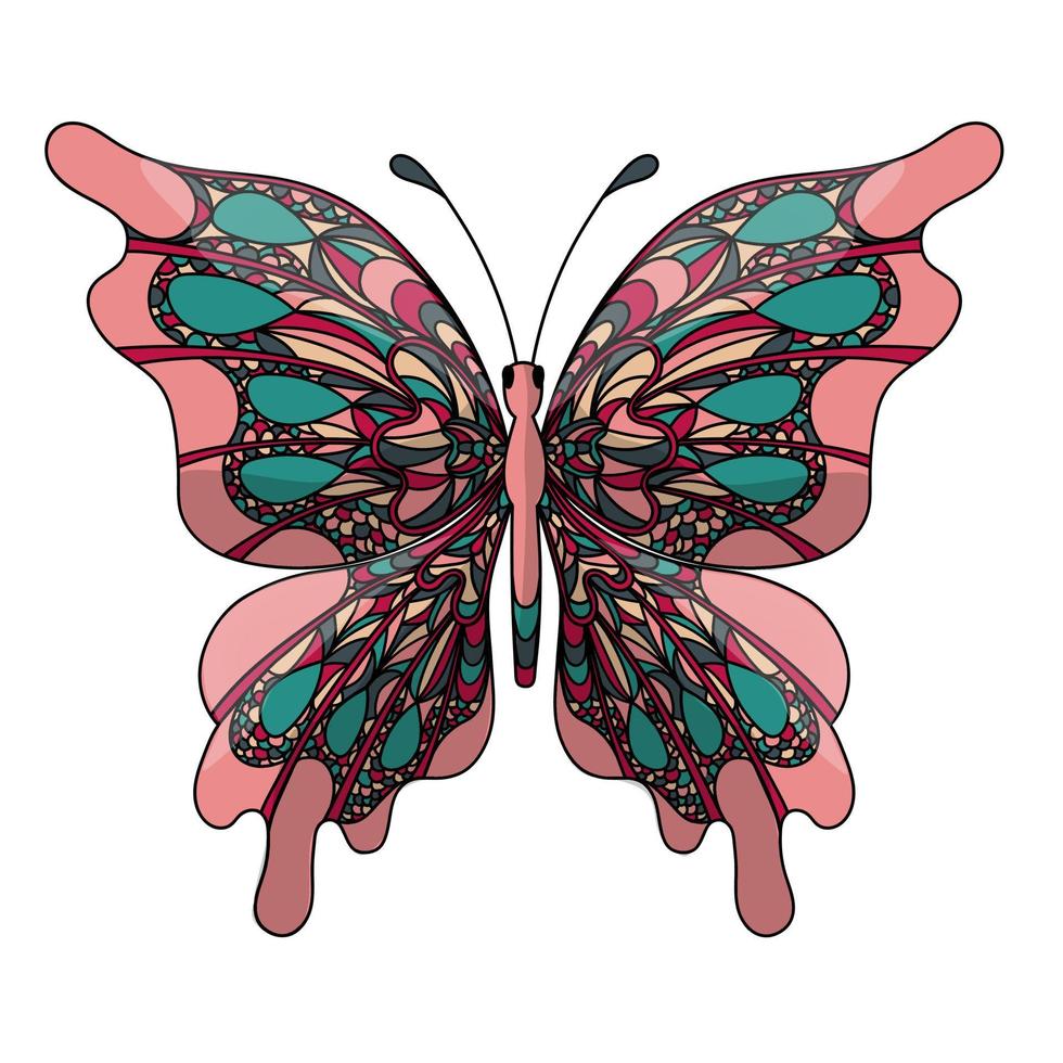 Butterfly. Coloring page for adults antistress in zentangle style. vector