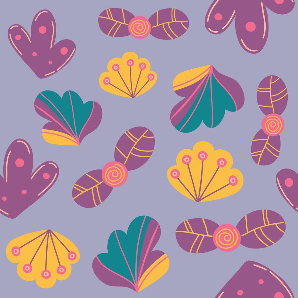 Vibrant cartoon flower seamless pattern. Abstract colorful floral background. Flat hand drawn vector illustration