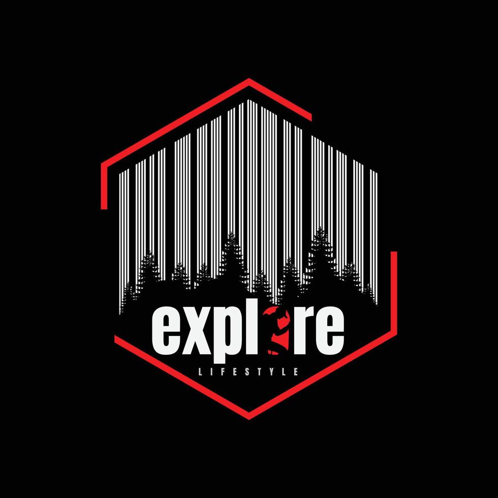 Explore adventure illustration typography. perfect for t shirt design vector