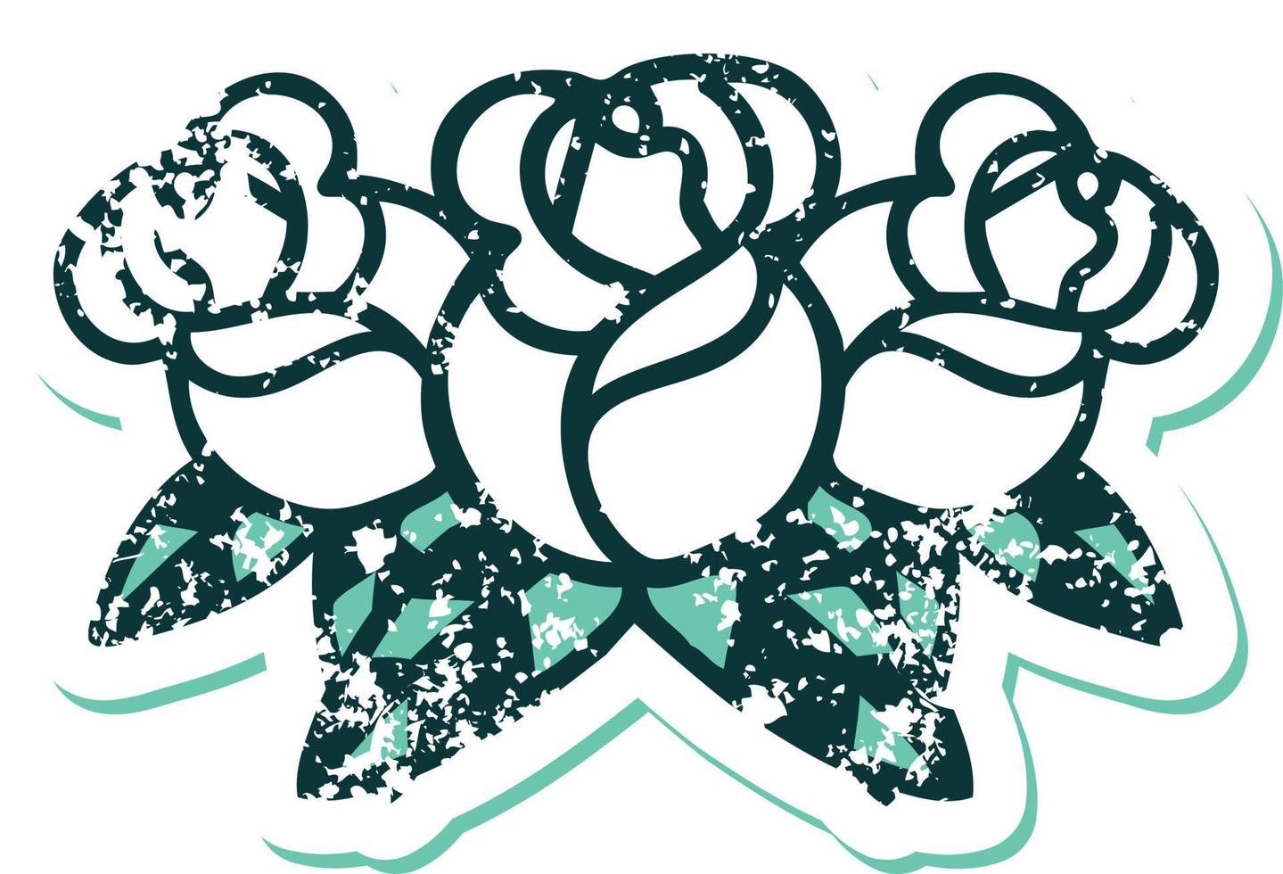 iconic distressed sticker tattoo style image of a bouquet of flowers vector