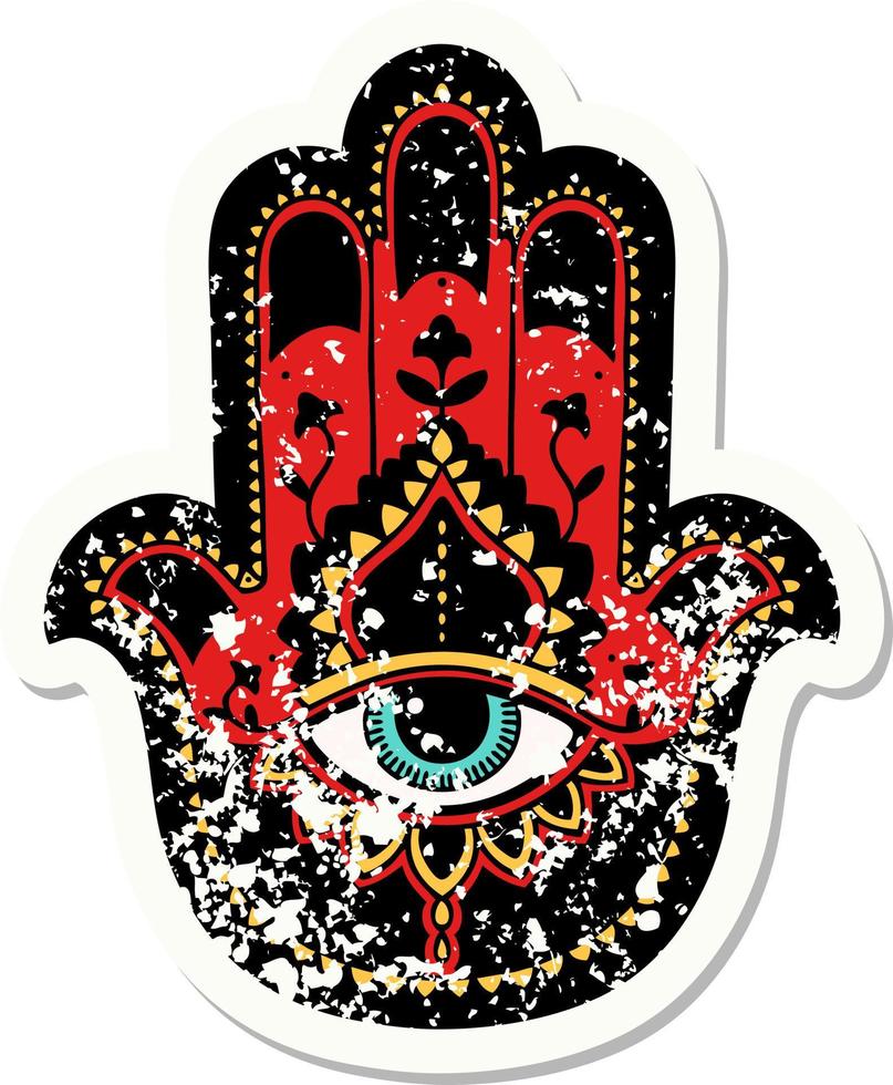 distressed sticker tattoo in traditional style of a hamza vector