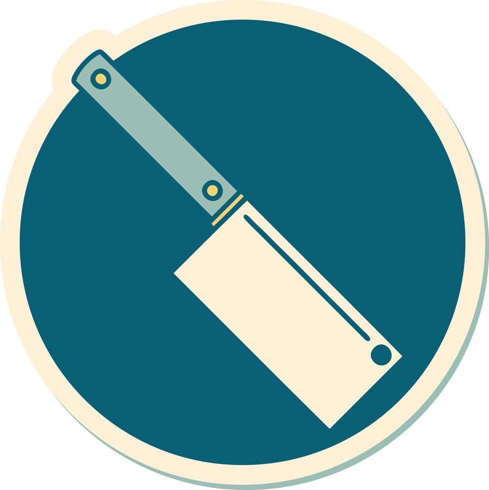 sticker of tattoo in traditional style of a meat cleaver vector