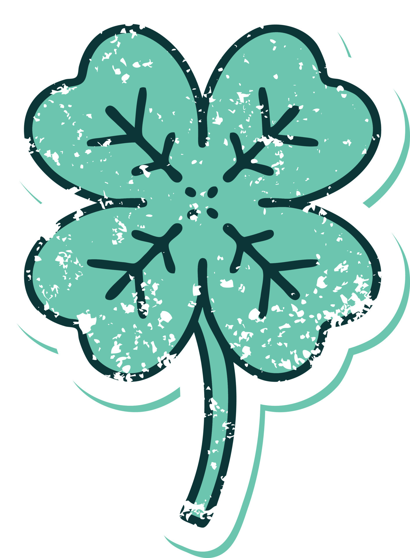 iconic-distressed-sticker-tattoo-style-image-of-a-4-leaf-clover