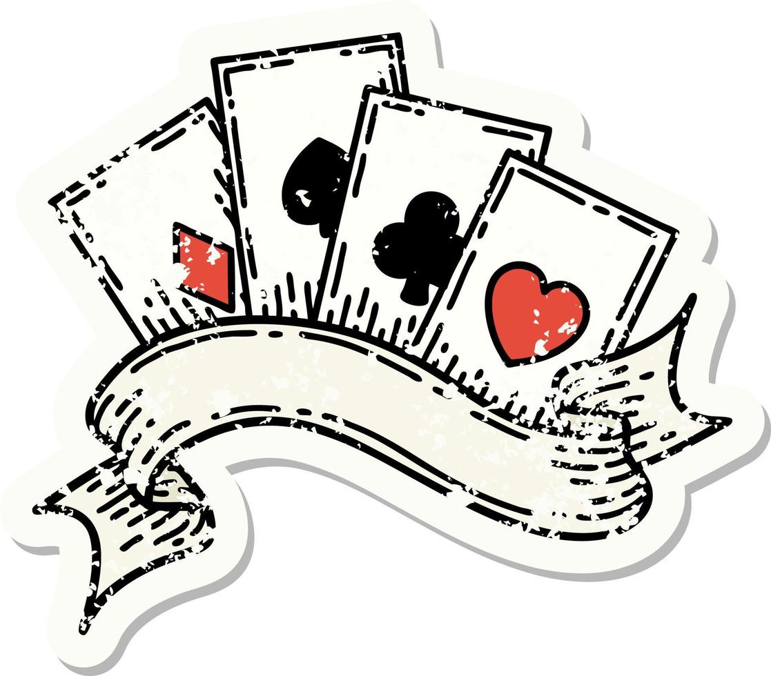 distressed sticker tattoo in traditional style of cards and banner vector