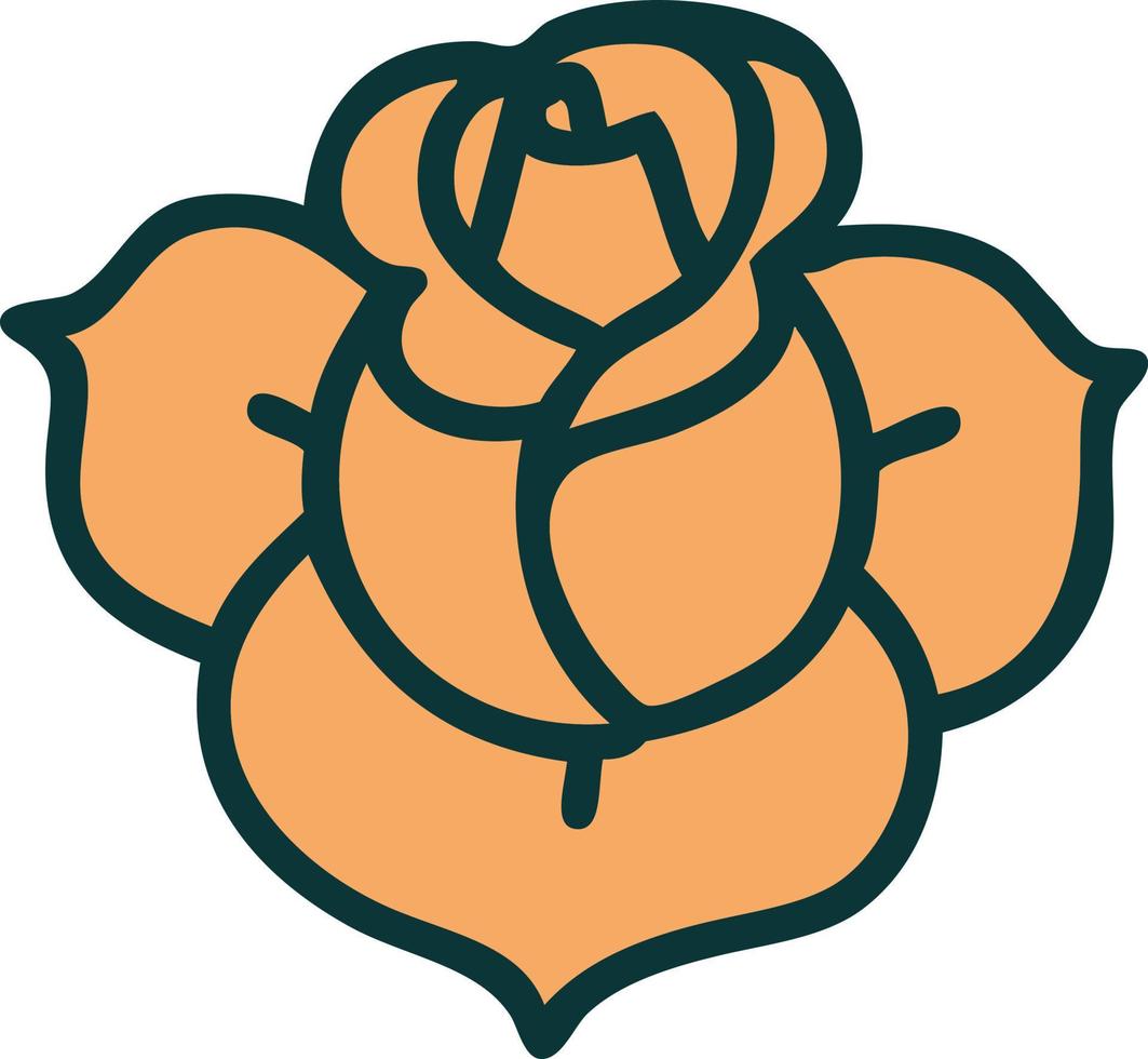 iconic tattoo style image of a flower vector