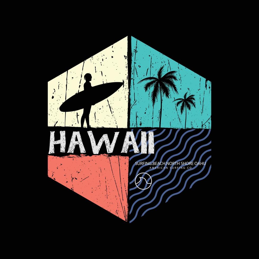 Hawaii illustration typography. perfect for t shirt design vector