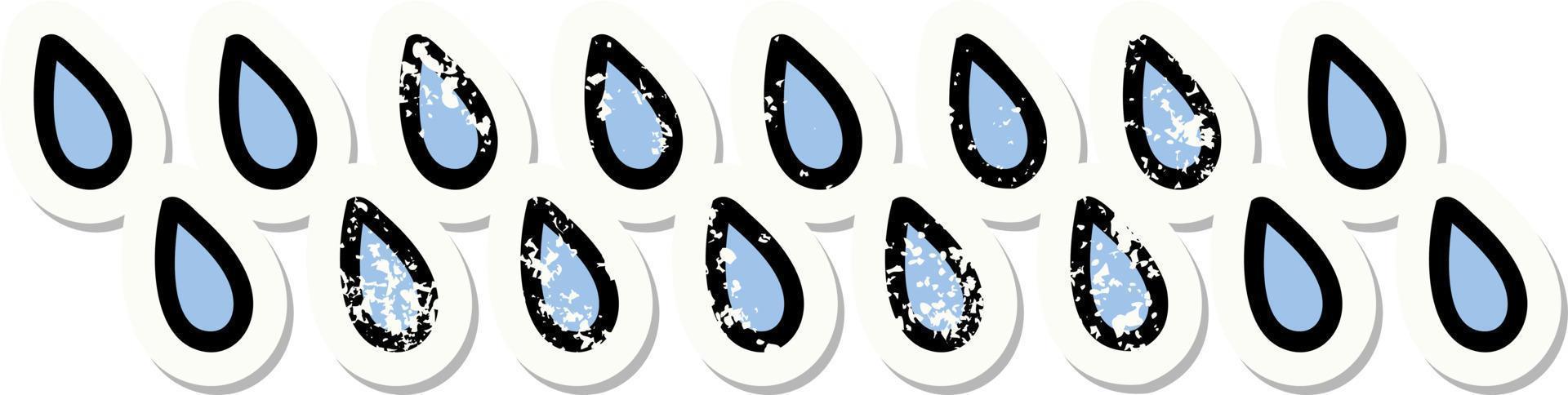 distressed sticker tattoo in traditional style of rain drops vector