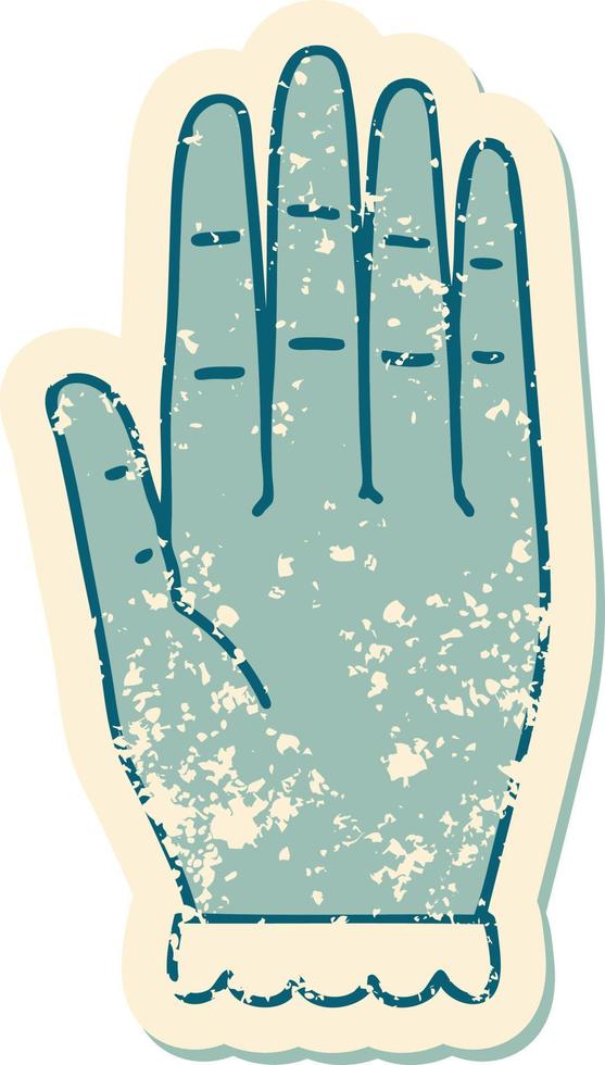 iconic distressed sticker tattoo style image of a hand vector